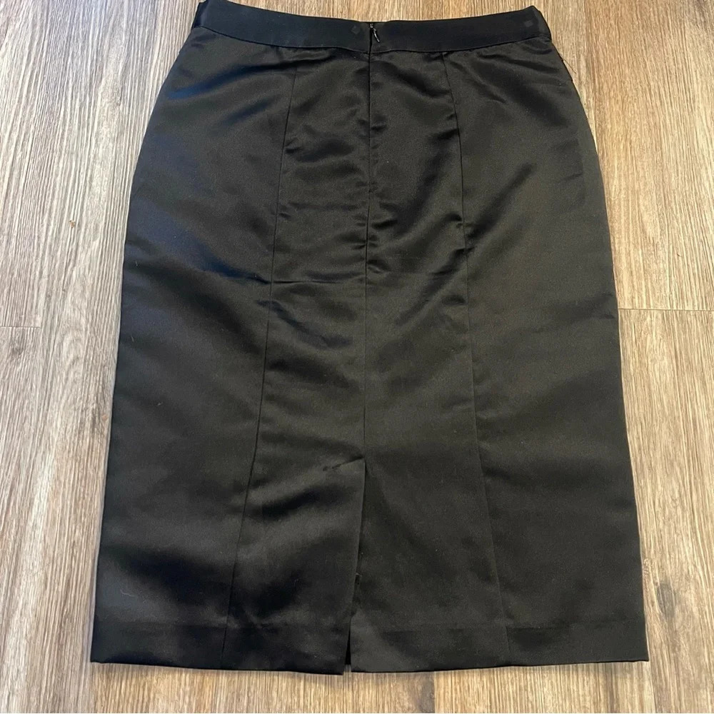 Worthington Pencil Skirt Women’s Size 4 Black Satin Pleated Formal Event Holiday - Picture 2 of 7